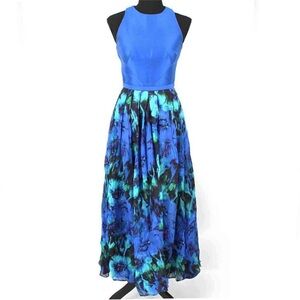 Theia Blue Floral Maxi Dress